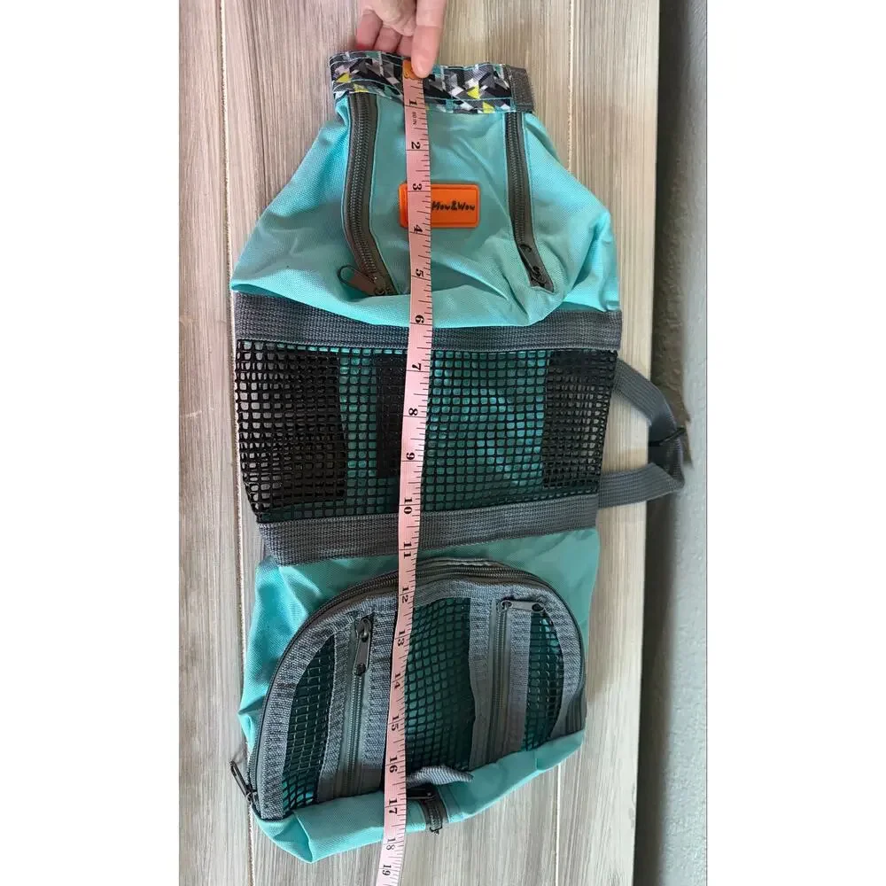 Hello Mow & Wow Pet Grooming Carrier / Restraint Bag in teal and gray Size Small